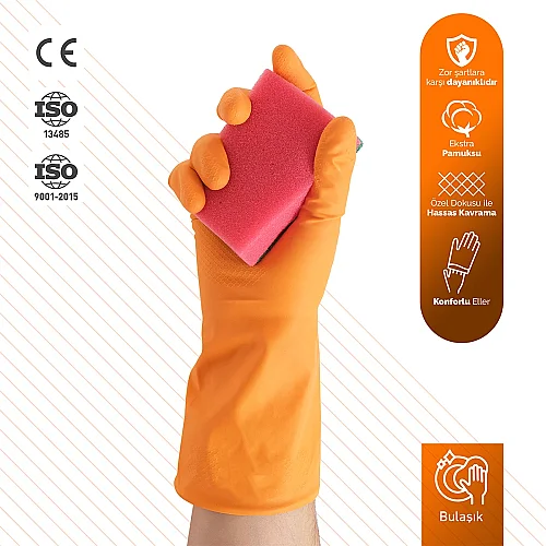 Roll-Up Temizlik Eldiveni Turuncu M Beden 1 Çift - Roll-Up