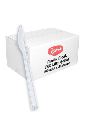 Roll-Up - Şeffaf Lüks Plastik Bıçak 100lü x 36 Paket (Koli)