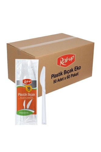 Roll-Up - Şeffaf Plastik Bıçak Ekonomik 50 Adet x 60 Paket Koli