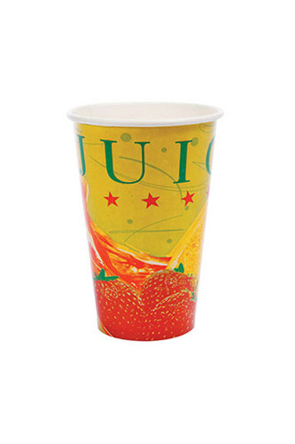 Roll-Up Karton Bardak 12oz Soğuk İçecek Meyve Desenli 50 Adet - Roll-Up